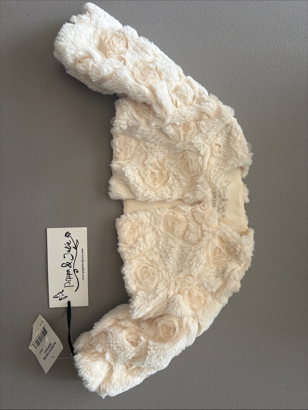 Pippa & Julie Cream Floral Faux Fur Shrug